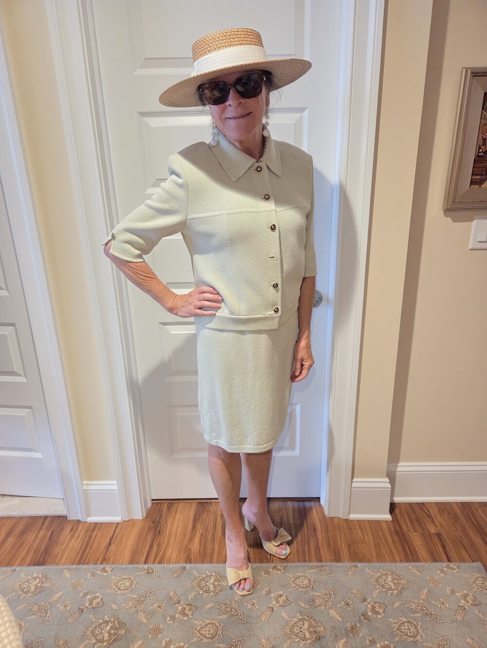 St. John Mint Green Knit Skirt Set
